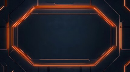 Poster - Abstract Orange Glowing Circuit Board Design - Futuristic technology, interface, glowing lines, abstract shapes, dark background. Symbolizing innovation, technology, progress, energy, and the future
