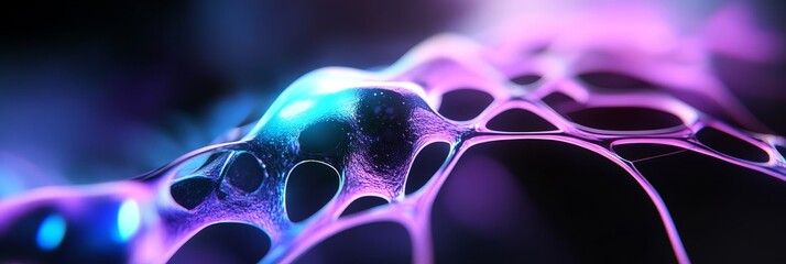 Poster - abstract purple and blue energy network - close-up of a vibrant abstract network, glowing with purpl