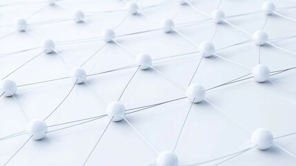 Poster - abstract white sphere network interconnections - network, connection, global, technology, communicat