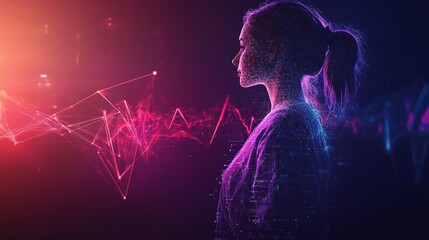 Poster - Silhouette of Healthcare Worker with Digital Abstract Background