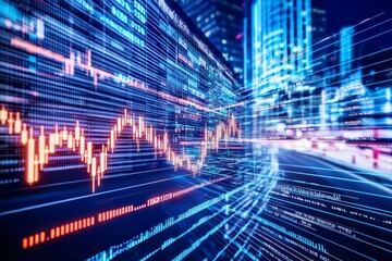 Poster - Advanced Market Trend Analysis: Financial Prediction - Visualizing financial market trends, data analysis, investment strategies, economic forecasting, and future projections. Symbolizing growth