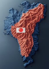 Poster - Contoured map with flag overlay design mixing geographical textures.