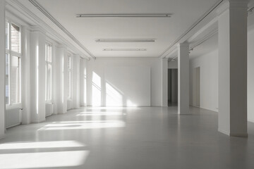 Poster - bright spacious interior design with white walls and natural lighting