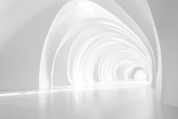 Poster - Exploring Modern White Architecture Tunnel Interior with Arches and Light