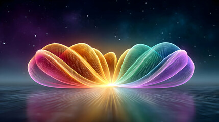 Poster - Vibrant Abstract Hologram with Neon Glow and 3D Rendering Effects