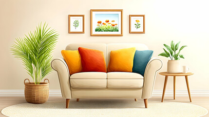 Poster - Modern Minimalist Interior Design of a Cozy Residential Living Room