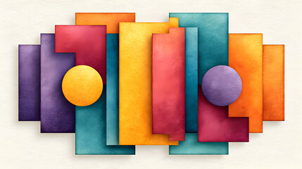 Poster - Abstract Geometric Art with Vibrant Colors and Textures