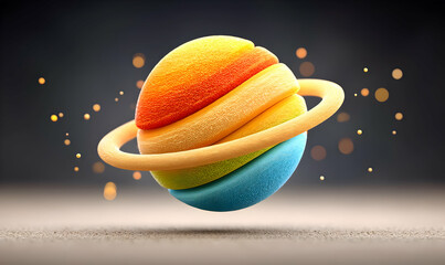 Poster - Colorful 3D Sphere Illustration with Vibrant Textures and Rings