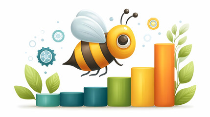 Poster - Dynamic Illustration of Bee with Growth Chart and Infographic Elements