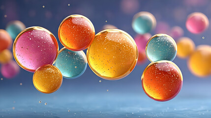 Poster - Ethereal Colorful Bubbles on Abstract Background in Soft Lighting