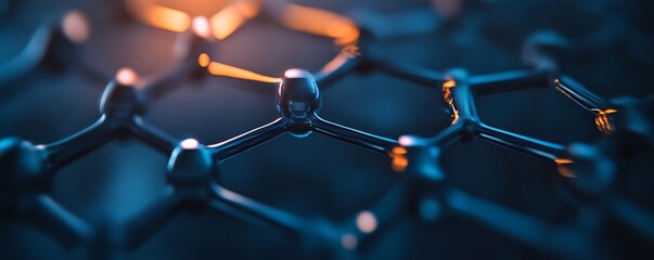 Poster - Abstract structure of nanomaterial forming hexagonal grid