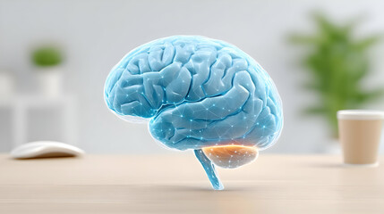 Poster - High Quality Design of Transparent Brain on Table with Double Exposure