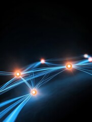 Poster - Global Network Connection - Abstract depicting a network of glowing nodes and connections, symbolizing global connectivity and data flow