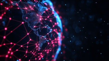 Poster - Global Network Connectivity Visualization - A mesmerizing of global interconnectedness, symbolizing communication, technology, data flow, collaboration, and worldwide reach