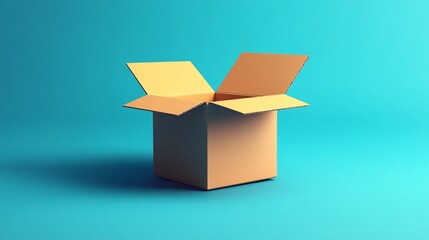 Poster - Open cardboard box sitting on blue background