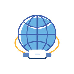 Poster - Globe with computer connection icon, global network concept