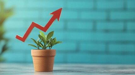 Poster - Small plant growing with increasing graph showing sustainable growth