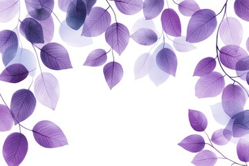 Poster - Watercolor Botanical Leaves Soft Green and Purple - Tranquil purple leaves, nature's serenity, soft watercolor hues, gentle branches, springtime freshness. Symbolizing peace, growth, elegance