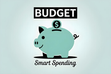 Poster - Piggy bank saving money for smart spending and budget management