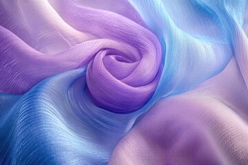 Leinwandbilder - A delicate swirl of pastel fabrics in shades of blue, purple, and lavender creates a soft, ethereal aesthetic.