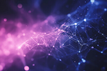 Fototapete - Abstract Network Plexus with Blue and Purple Hues for Technology Background
