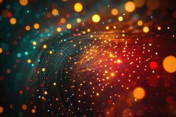 Poster - A mesmerizing display of vibrant bokeh lights, swirling with reds, oranges, teals, and golds in a dreamy, abstract dance.