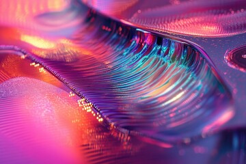 Leinwandbilder - Abstract flowing liquid art with holographic and iridescent colors, creating a captivating, futuristic, and dynamic visual.