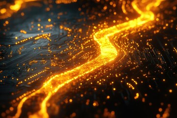 Aufkleber - Abstract circuit board with glowing pathways, symbolizing interconnected networks, data flow, and technological advancement in a digital landscape.