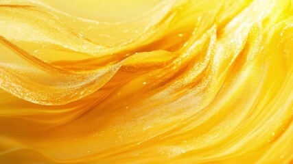 Poster - Golden Flowing Elegance: A mesmerizing display of golden fabric swirls and cascades, its fluid movement captured in a vibrant and captivating image.
