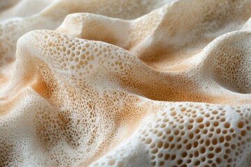 Leinwandbilder - Close-up shot of a porous and textured surface, resembling organic or geological formations with a white and tan color palette.