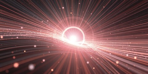 Poster - Abstract Red Light Rays Glowing Energy Burst Background Design Digital Art Warm Space Shiny Lines