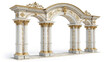 © Perecciv - Antique arch with richly decorated snow-white columns with golden stucco isolated on white background, wedding mood, wedding venue for ceremony