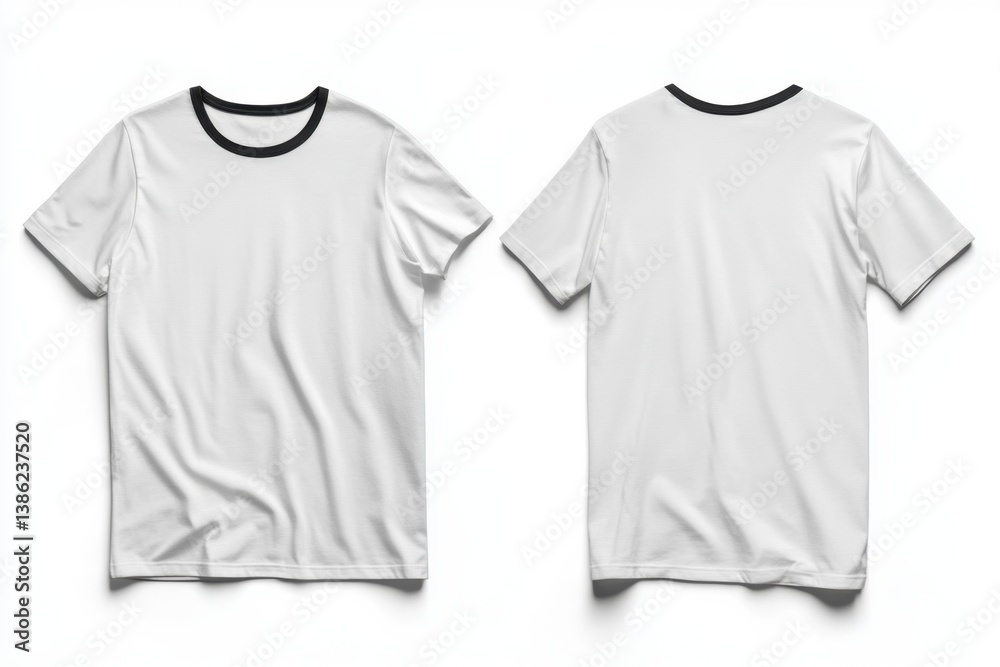 Blank White T-shirt Mockup Front and Back View for Design Stock ...