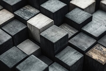 Fototapete - Transparent glass cubes arranged in a grid pattern with soft lighting illuminating the surfaces in an abstract artistic display