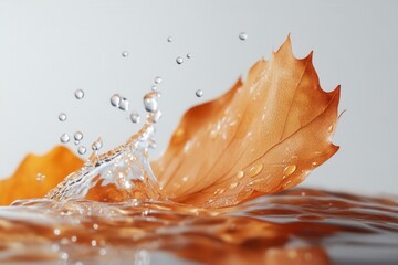 Aufkleber - Autumn leaves splashing into clear water, capturing the essence of nature's beauty during the fall season