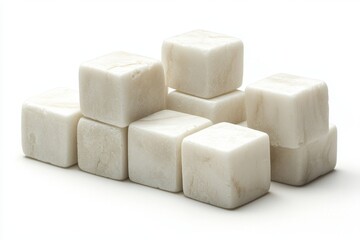 Poster - White marble cubes arranged in a modern pattern creating an elegant surface in a bright, minimalist space