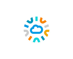 Poster - cloud logo. data storage logotype in a frame from colored shapes. weather forecast icon. upload sign