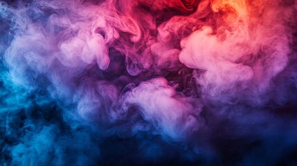 Poster - Colorful smoke is swirling and mixing on dark background