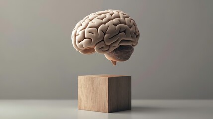 Poster - Human brain emerging from a digital block, symbolizing the intersection of neuroscience and technology, cognitive science, and artificial intelligence