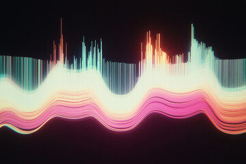 Aufkleber - Abstract Waves of Light and Sound: A mesmerizing composition of vibrant, undulating lines, resembling sound waves or data streams, creates a dynamic and futuristic visual experience.