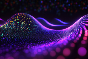 Poster - Abstract Neon Wave: Captivating abstract rendering featuring a wave pattern composed of neon lights.