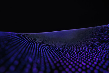 Poster - Data Stream Wave: An artistic representation of data flow, showing a shimmering wave of interconnected dots, symbolizing the digital world in a high-tech and artistic way.