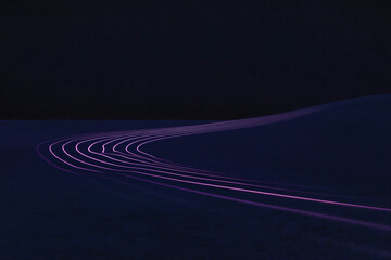 Poster - Abstract Curves of Light: A mesmerizing display of flowing, purple light streaks across a dark, enigmatic canvas, creating a sense of movement and otherworldly beauty.