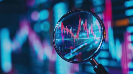 Poster - Financial Data Analysis with Magnifying Glass - Examining Stock Market Trends and Economic Indicators for Investment Insights
