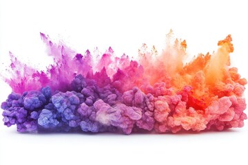 Poster - Colorful powder explosion creates a vibrant landscape resembling a mountain range against a white background