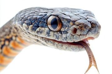 Aufkleber - Colorful snake with striking blue scales and lively tongue in a close-up setting
