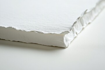 Aufkleber - Stacked white sheets of paper illuminated by natural light streaming through window shadows in a serene workspace