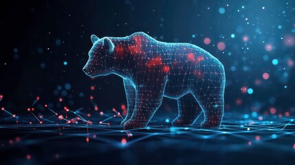 Poster - Bear Market Symbol: Conceptual Illustration of Trends and Loss Management for Savvy Investors