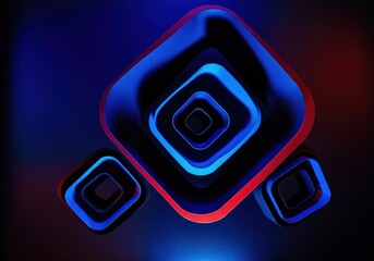 Fototapete - Abstract geometric shapes in vibrant blue and red colors