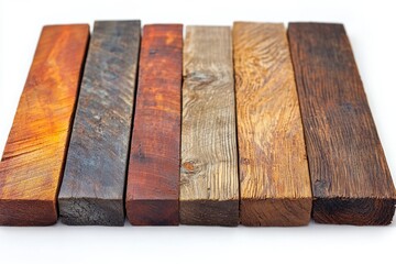 Poster - Collection of rustic wooden planks with rich texture displayed in natural light, highlighting the unique grains and colors of each piece